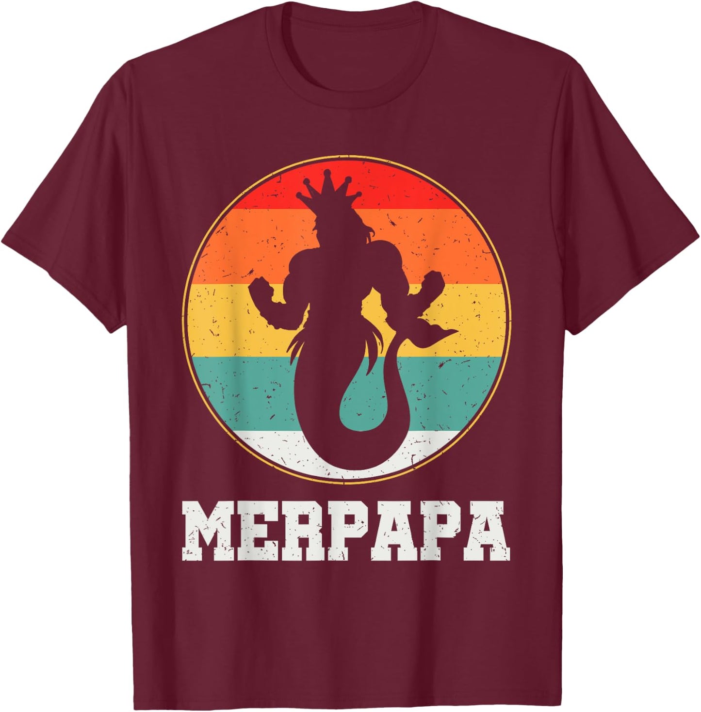Merdpapa Security Merman Mermaid Daddy Fish Father's Day T-Shirt - T-Shirt | Maroon