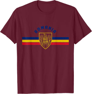 Romania Romanian Flag Pride Vintage T-Shirt - T-Shirt | Maroon