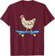 Chicken Riding A Skateboard Chickens T-Shirt - T-Shirt | Maroon