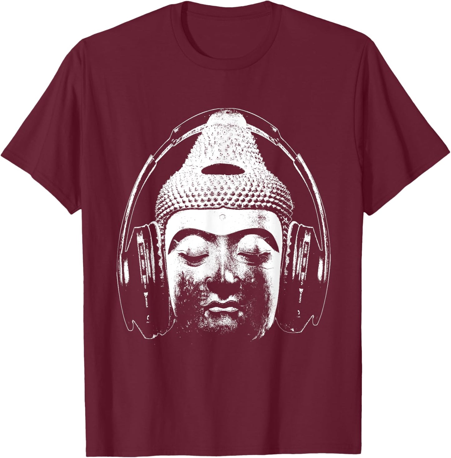 Buddha Wear Headphones funny DJ Music Headphones T-Shirt - T-Shirt | Maroon