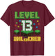 Level 13 Unlocked Pixel Gamer 13th Birthday Gaming Boys Teen T-Shirt - T-Shirt | Maroon