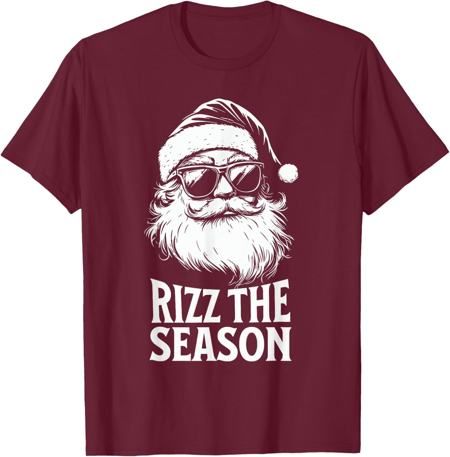 Rizz The Season Teens Kids School Christmas Santa Claus T-Shirt - T-Shirt | Maroon