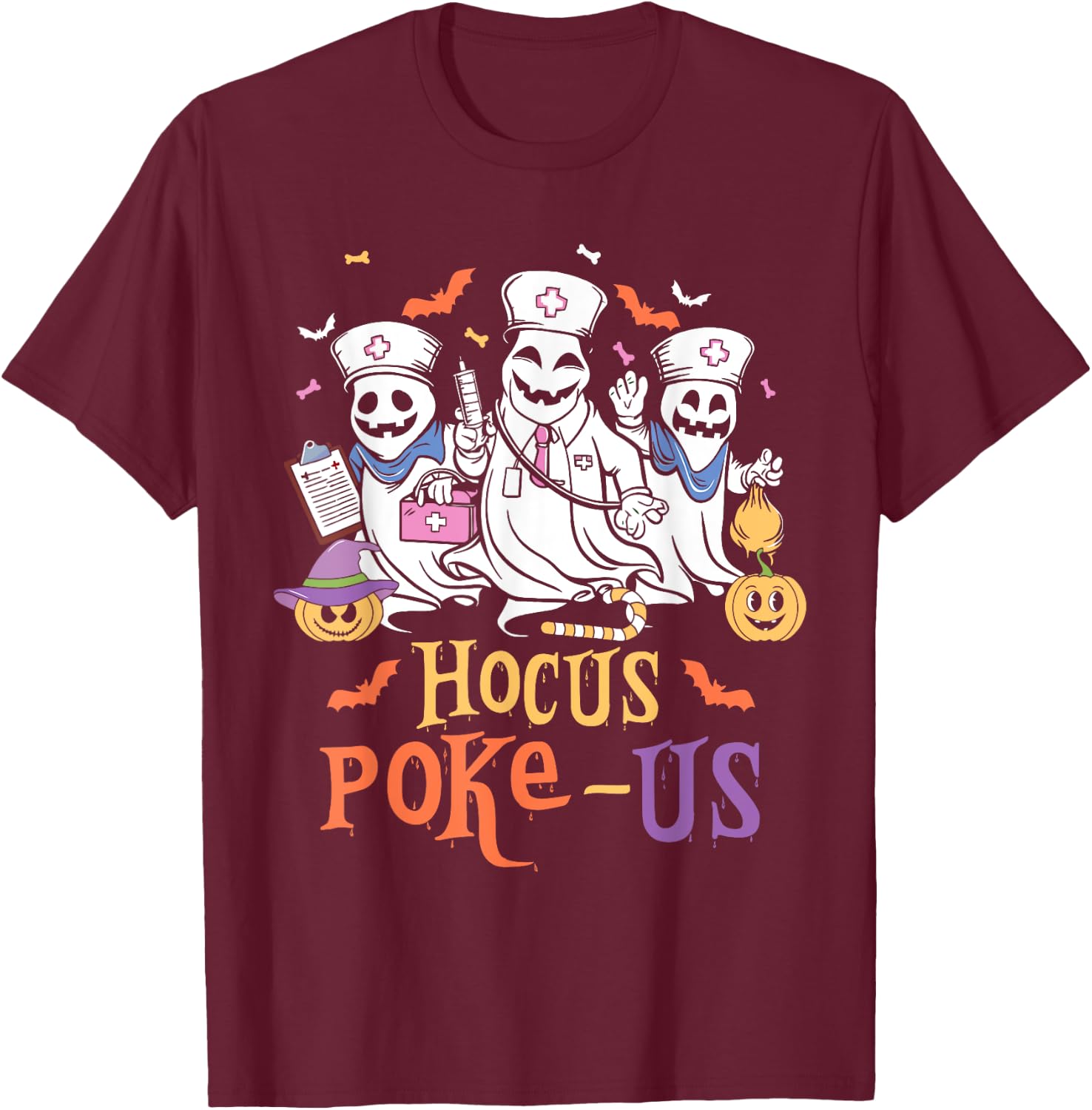 Phlebotomist Halloween,Medical Lab Tech,ER Crew Spooky Nurse T-Shirt - T-Shirt | Maroon