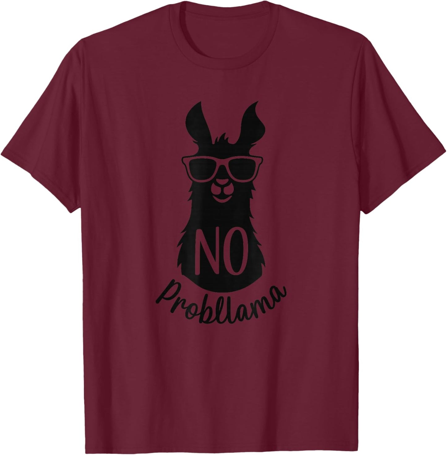 NO PROBLLAMA Gift Humor Word Game LAMA NO PROBLEMA T-Shirt - T-Shirt | Maroon