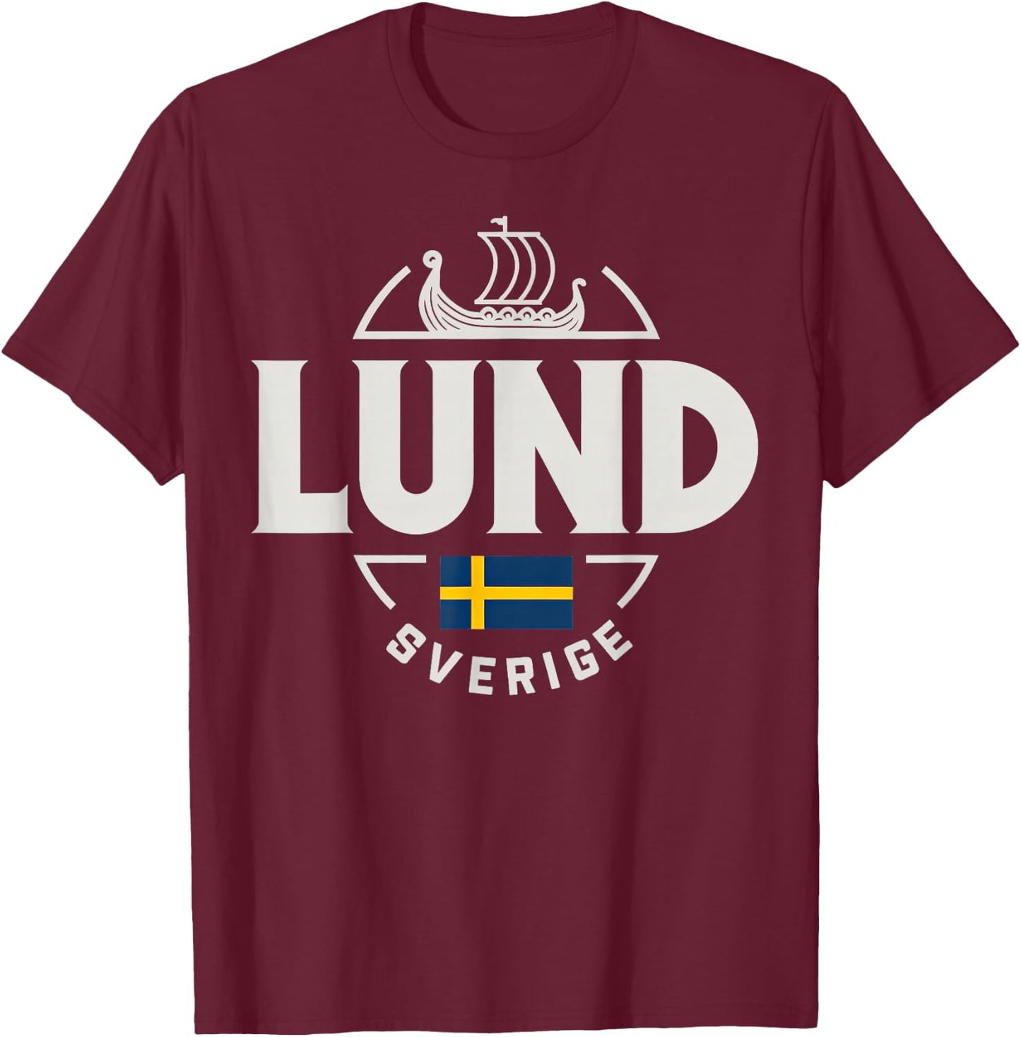 Lund Sverige Sweden City Flag Viking T-Shirt - T-Shirt | Maroon