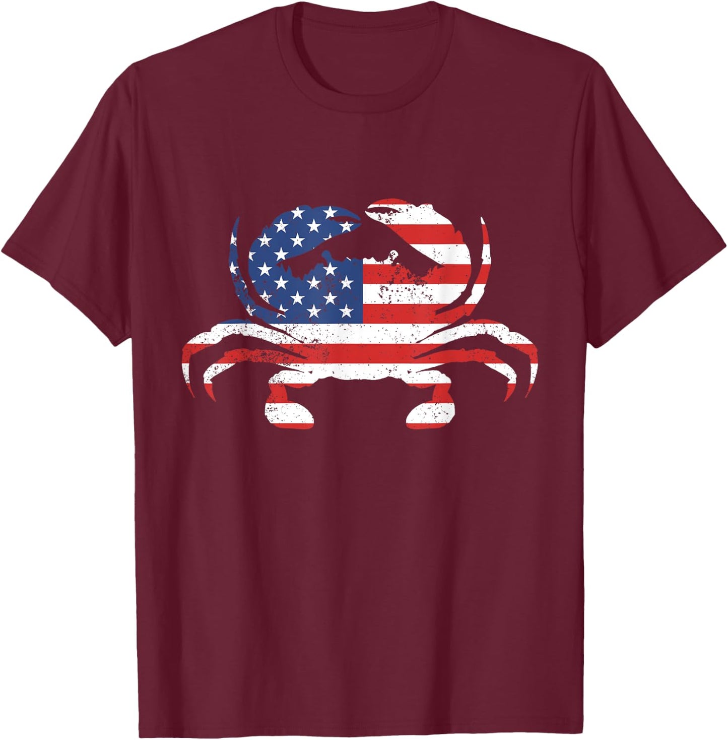 American Flag Crab Blue Crab Seafood USA Crab Meat Lover T-Shirt - T-Shirt | Maroon
