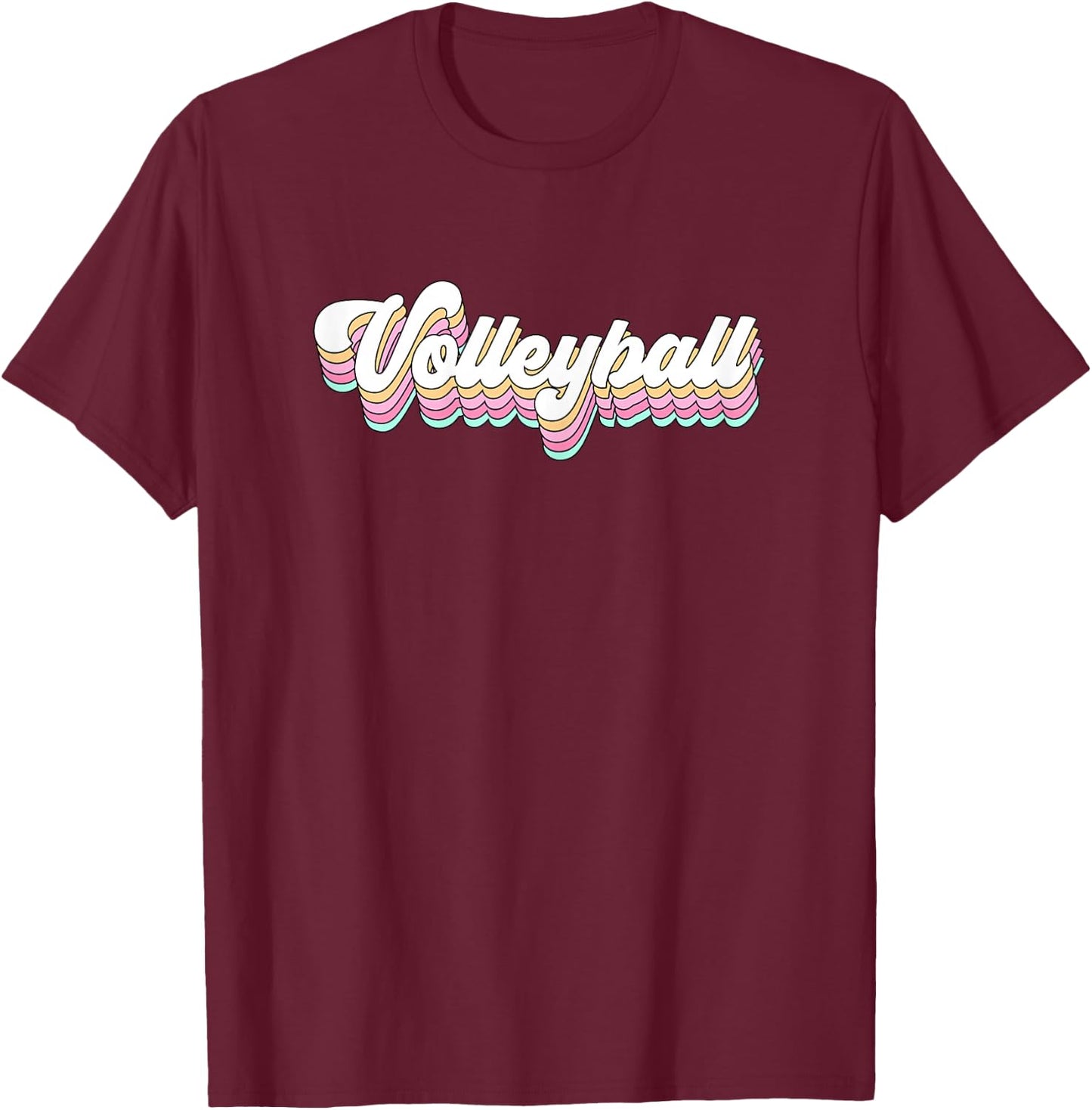 Retro Volleyball Pastel Aesthetic Teen Girls Women Groovy T-Shirt - T-Shirt | Maroon