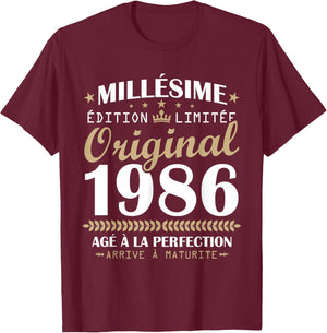 Millésime 1986 Original Cadeau d'anniversaire 40 Ans Hommes T-Shirt - T-Shirt | Maroon