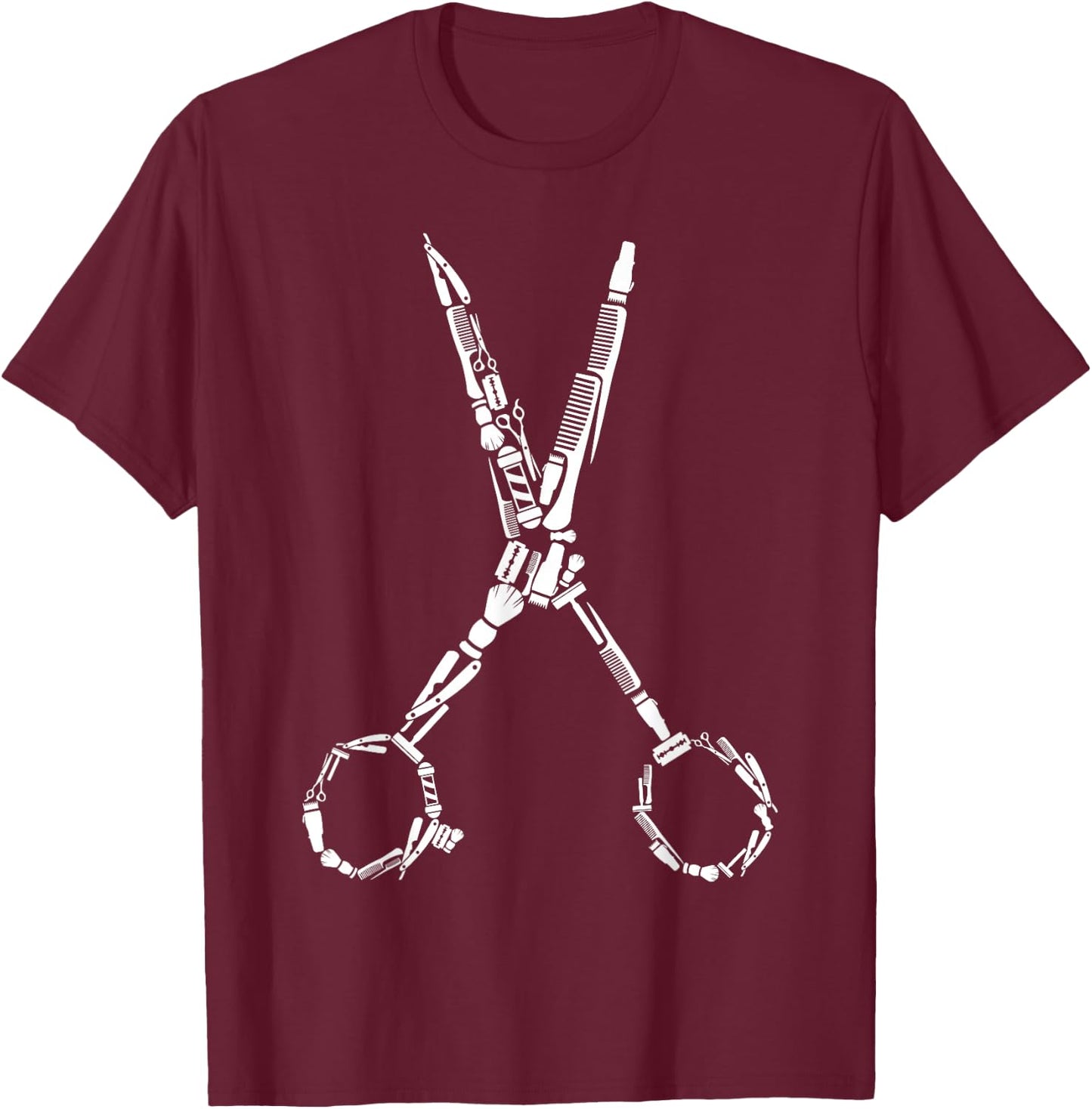Scissors Silhouette T-Shirt - T-Shirt | Maroon