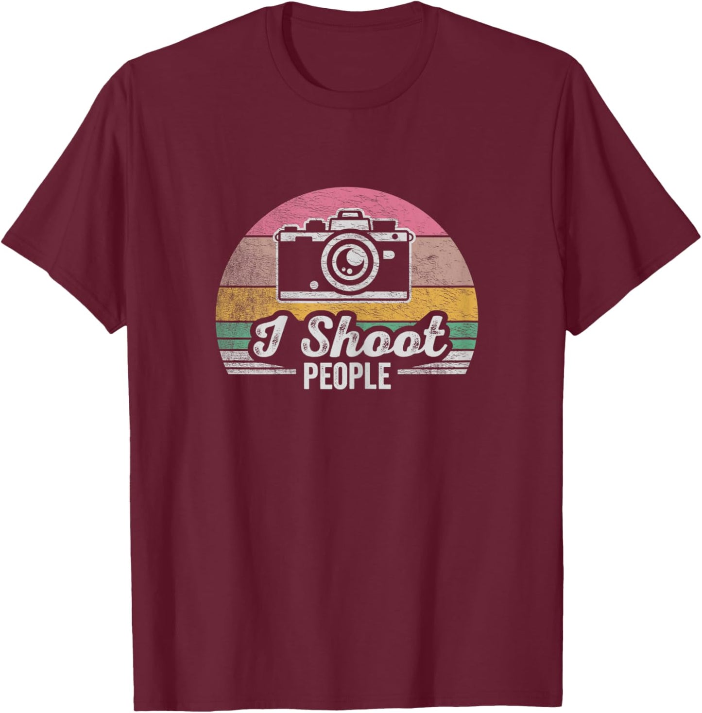 Retro Vintage Funny Photographer Camera Shirt I Shoot People T-Shirt - T-Shirt | Maroon