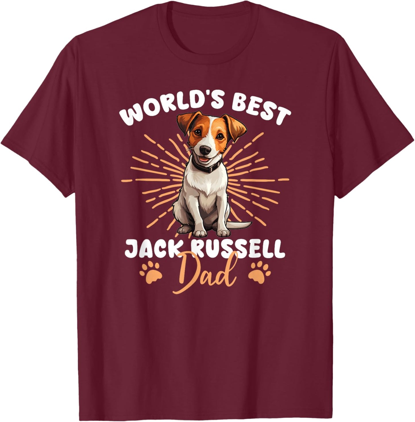 Jack Russell Terrier Groovy World's Best Jack Russell Dad T-Shirt - T-Shirt | Maroon