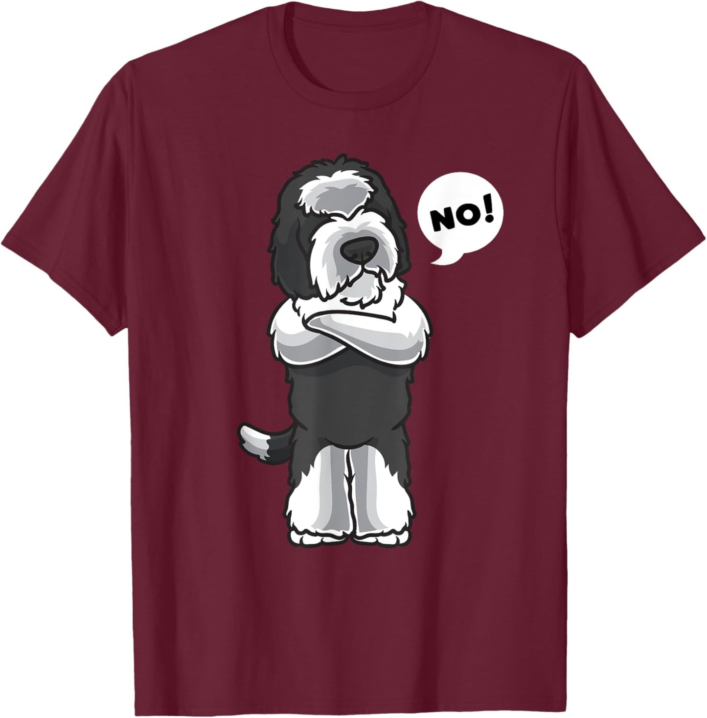 Stubborn Sheepadoodle Dog Funny T-Shirt - T-Shirt | Maroon