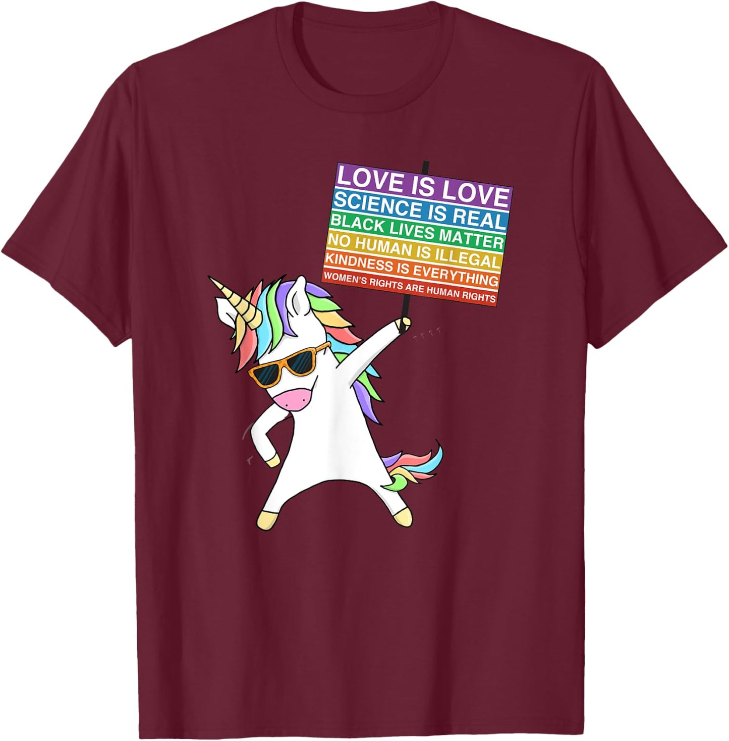 Social Justice Unicorn Protest Equality Egalitarian T-Shirt - T-Shirt | Maroon