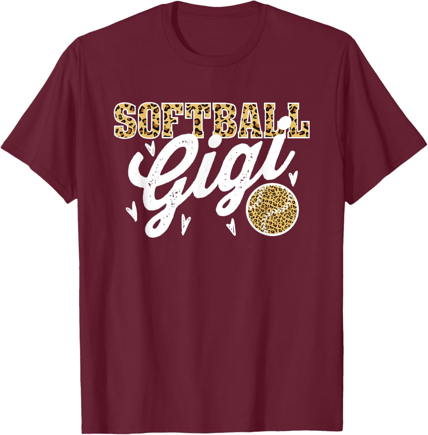 Softball Gigi Leopard Women for Grandma T-Shirt - T-Shirt | Maroon