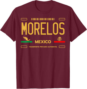 Morelos License Plate Aesthetic, Morelos T-Shirt - T-Shirt | Maroon