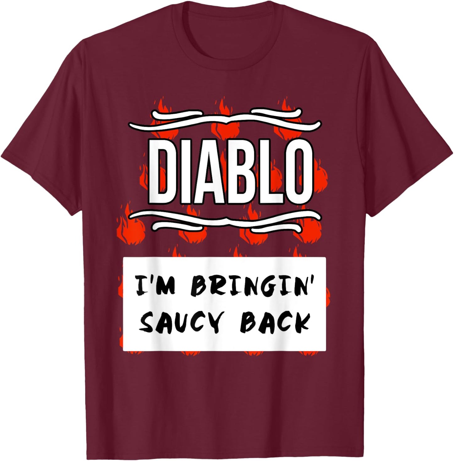 HOT SAUCES Group Halloween Costumes Taco DIABLO SAUCE T-Shirt - T-Shirt | Maroon