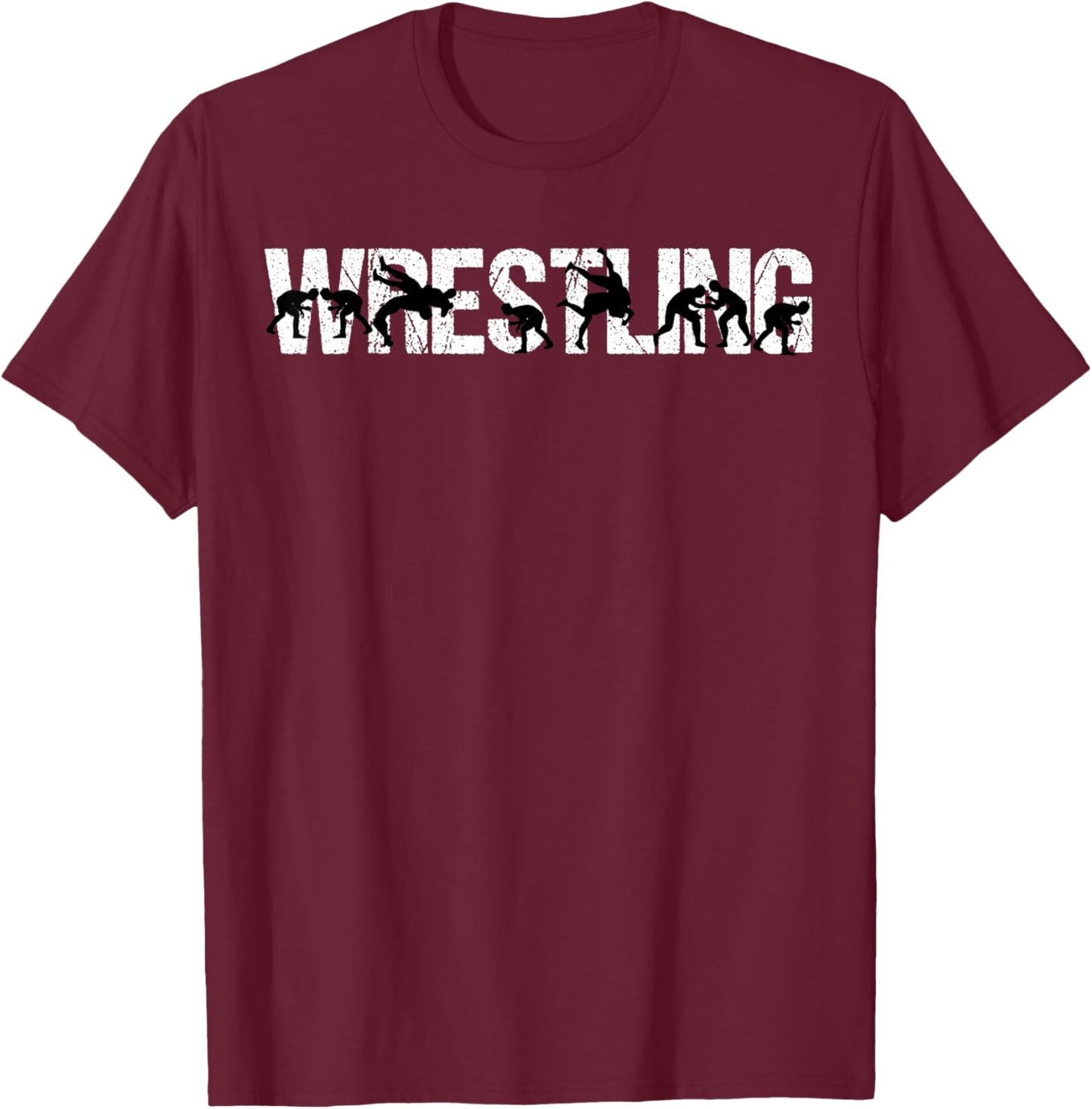 Wrestling Silhouette Wrestling Jungen Mädchen Wrestling Kinder T-Shirt - T-Shirt | Maroon