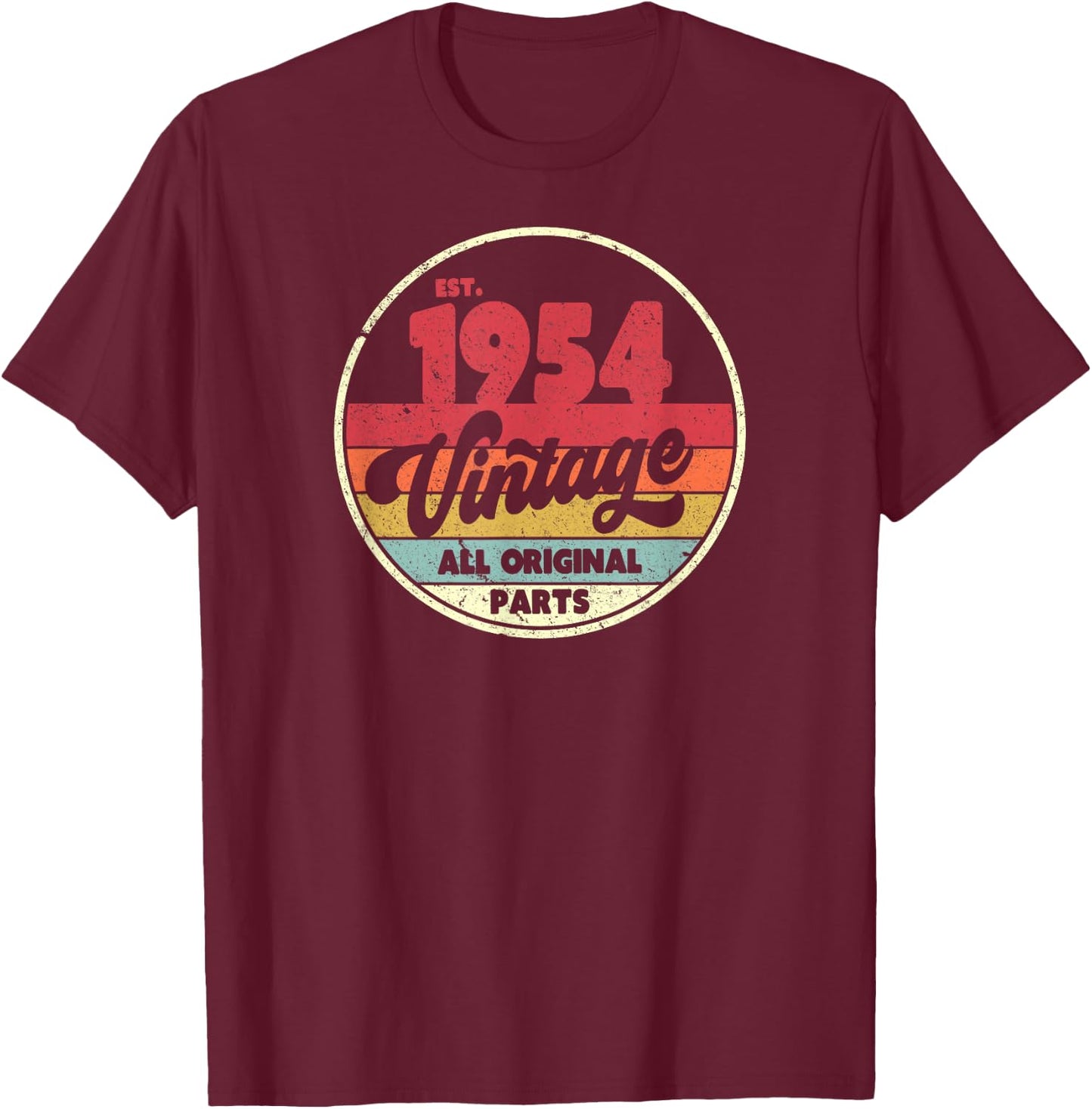 1954 Vintage Shirt, Birthday Gift . Retro Style T-Shirt - T-Shirt | Maroon