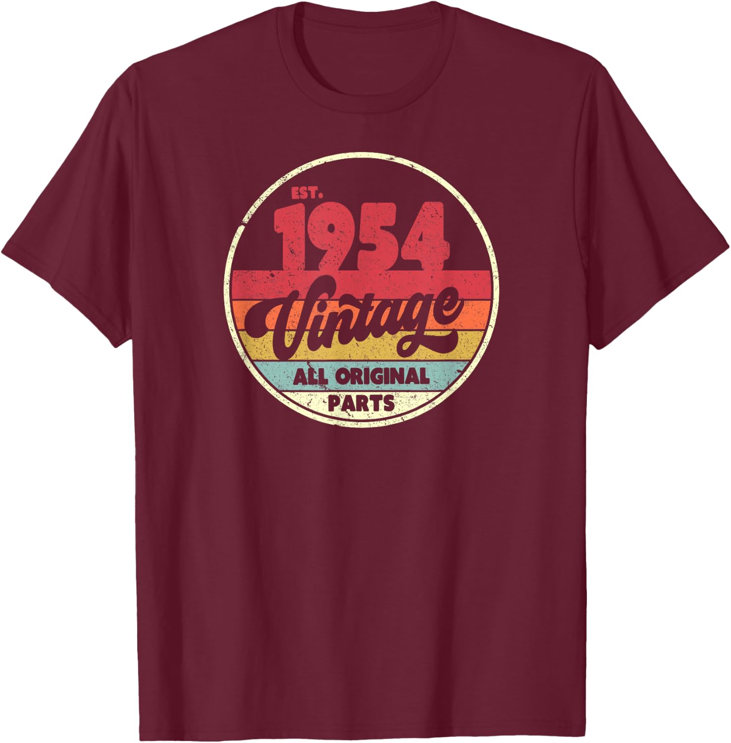 1954 Vintage Shirt, Birthday Gift . Retro Style T-Shirt - T-Shirt | Maroon