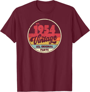 1954 Vintage Shirt, Birthday Gift . Retro Style T-Shirt - T-Shirt | Maroon