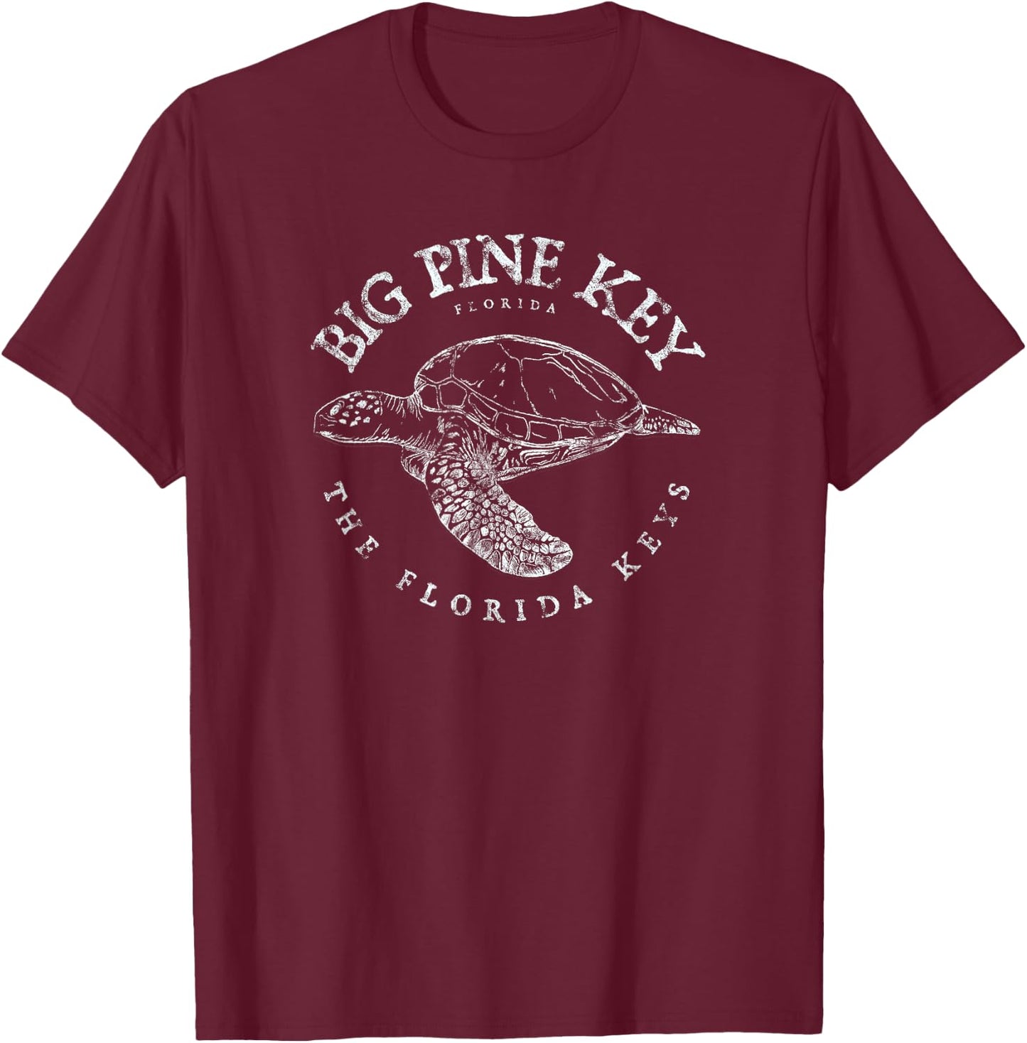 Big Pine Key Turtle Florida Keys Scuba Fishing Diving T-Shirt - T-Shirt | Maroon