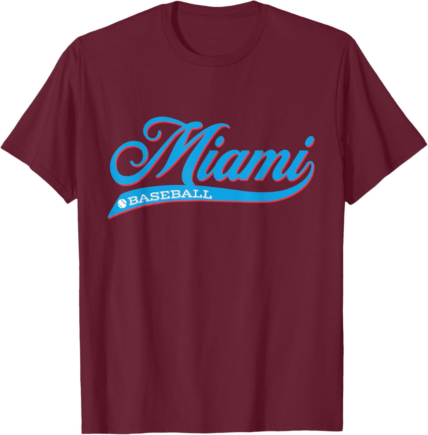 Vintage Retro Miami Baseball Classic T-Shirt - T-Shirt | Maroon