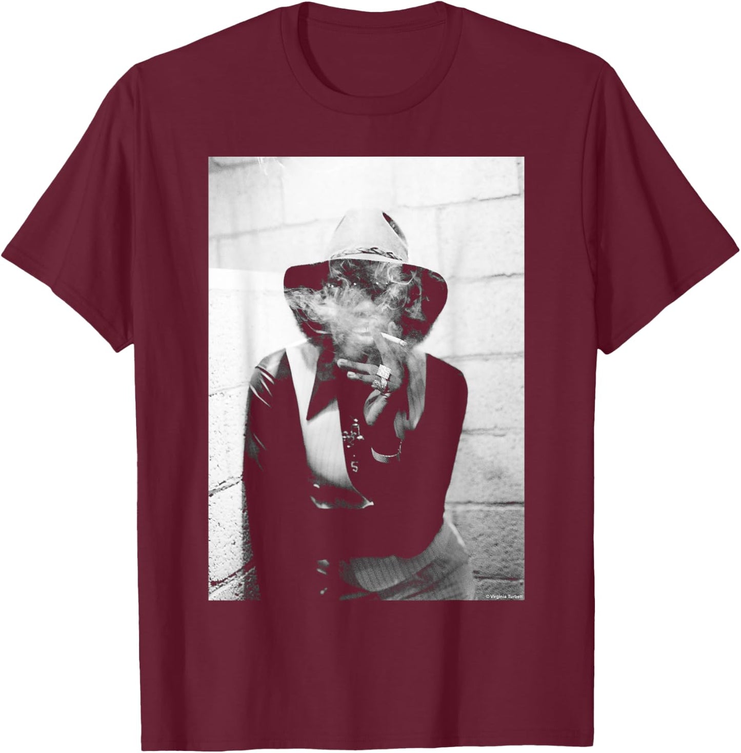 Johnny Guitar Watson 1980 By Virginia Turbett T-Shirt - T-Shirt | Maroon