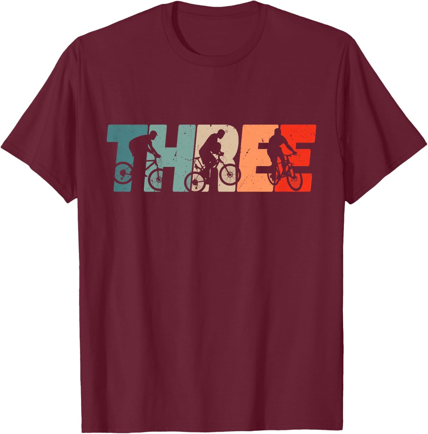 3 Year Old MTB Mountainbike Biker Birthday Boys Biking 3rd T-Shirt - T-Shirt | Maroon