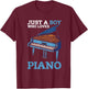 Just A Boy Who Loves Piano Kids Music Lover Musician T-Shirt - T-Shirt | Maroon