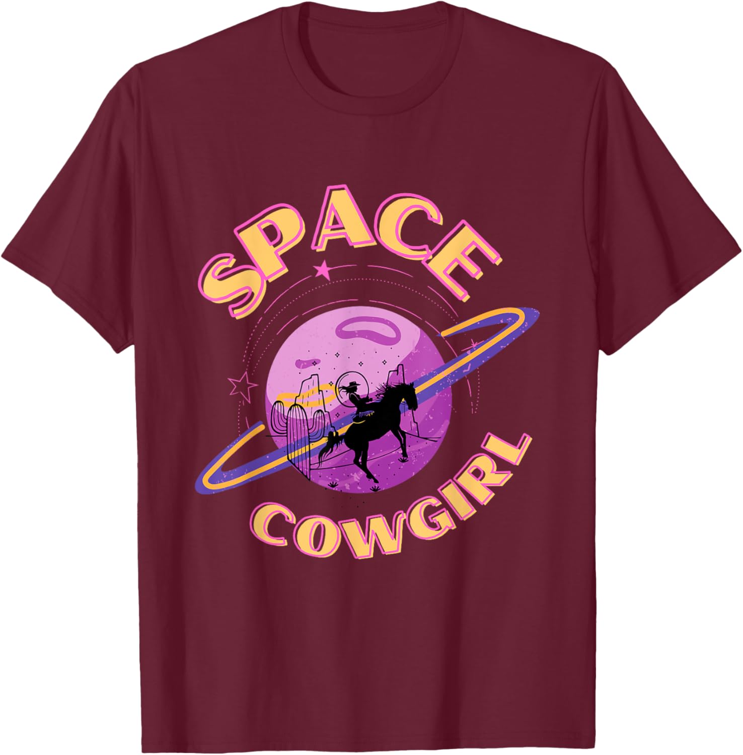 Space Cowgirls Bachelorette Party Rodeo Western Aesthetic T-Shirt - T-Shirt | Maroon