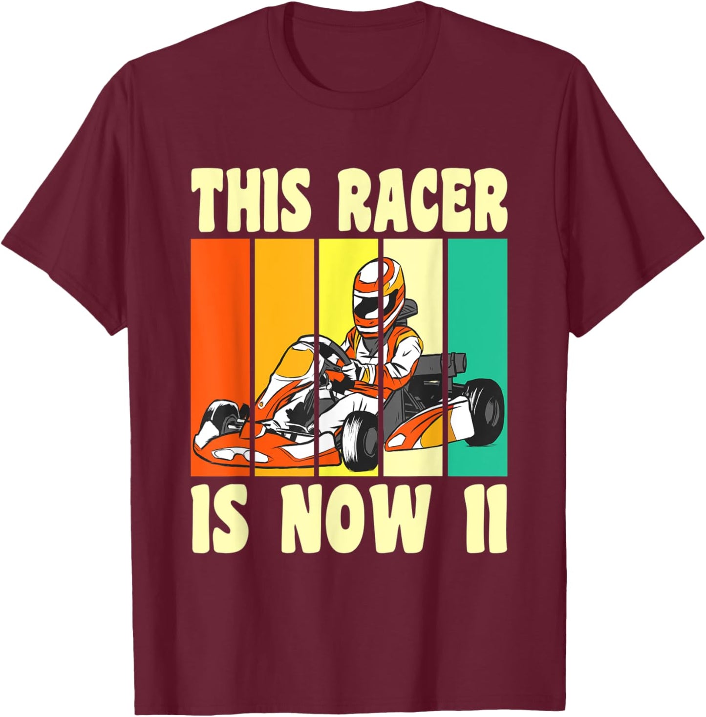 Happy 11 Birthday 11 Year Old Vintage Go Cart 11th Birthday T-Shirt - T-Shirt | Maroon