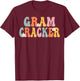 GRAM-CRACKER Retro Groovy Mom Cute Mothers Day Funny Grandma T-Shirt - T-Shirt | Maroon