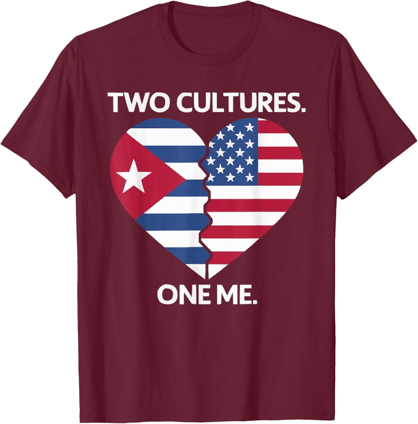 Half Cuban Half American Country USA Flag Cuba America T-Shirt - T-Shirt | Maroon