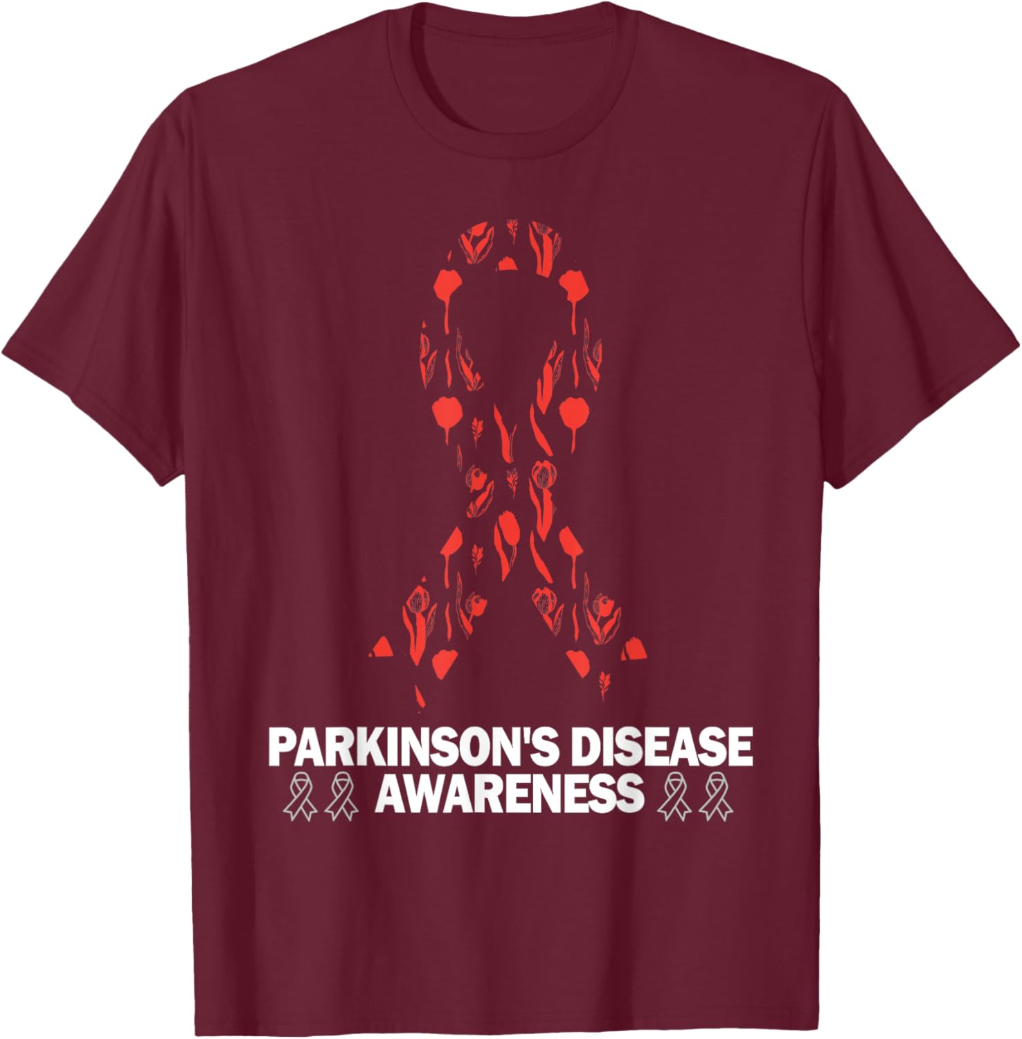 Parkinson's Disease Awareness April Month Red Tulip T-Shirt - T-Shirt | Maroon