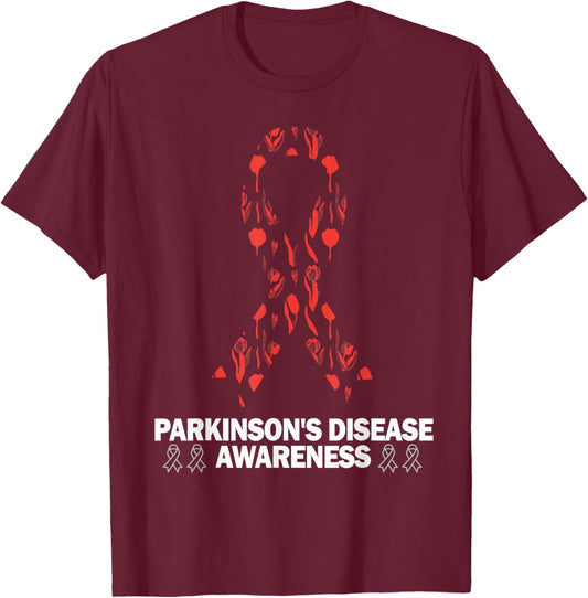 Parkinson's Disease Awareness April Month Red Tulip T-Shirt - T-Shirt | Maroon