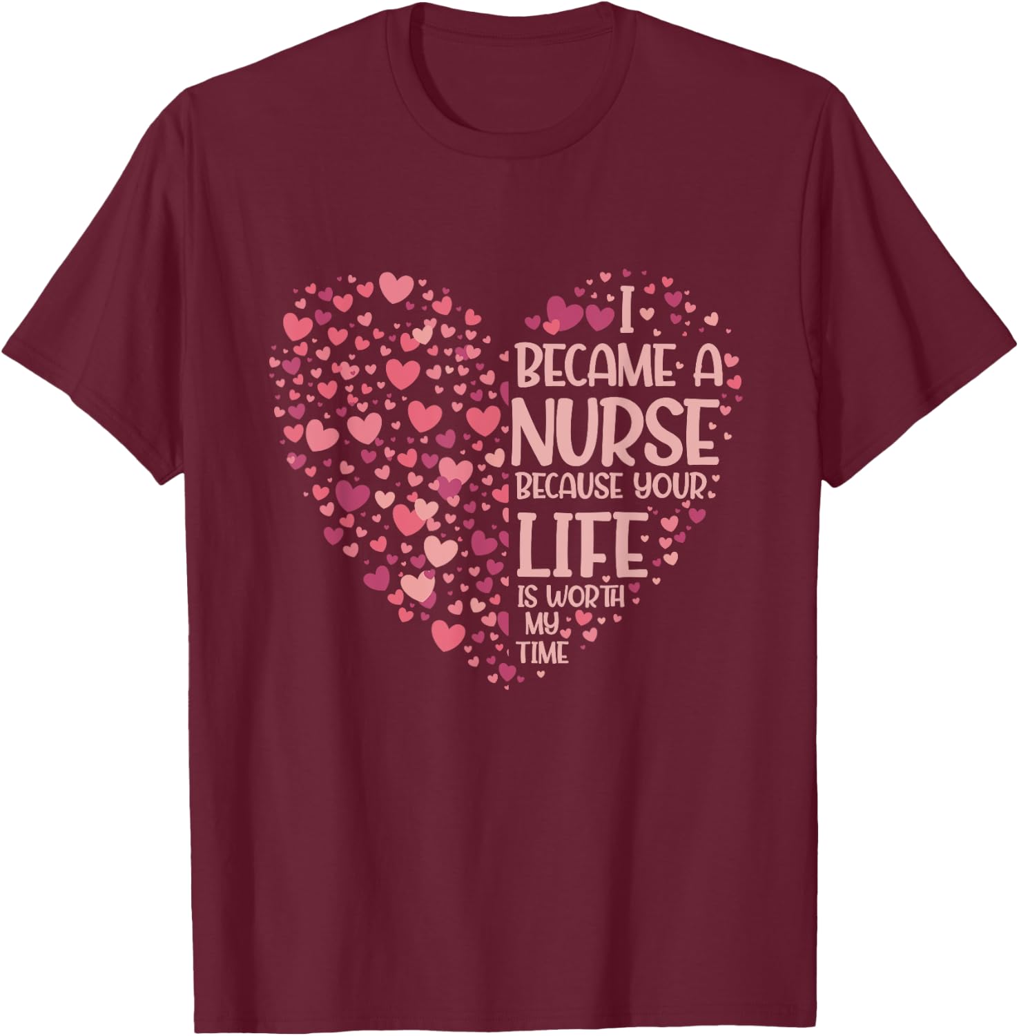 Medicine Hospital Nursing Heart Gift Nurse T-Shirt - T-Shirt | Maroon