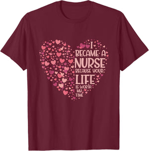 Medicine Hospital Nursing Heart Gift Nurse T-Shirt - T-Shirt | Maroon
