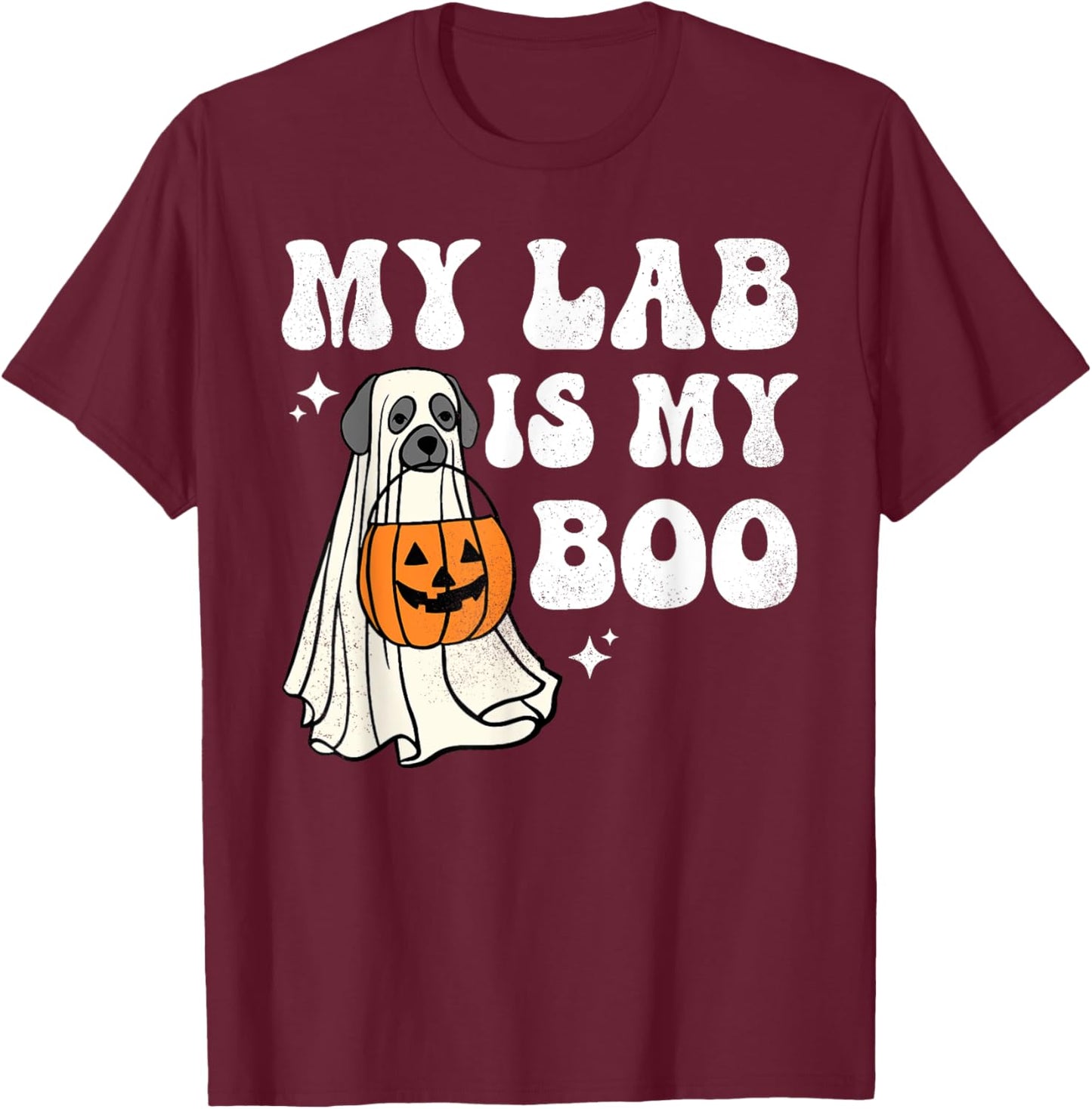 Halloween Black Lab Ghost Dog Lab Mom Retro Labrador Mama Do Men Women T-Shirt - T-Shirt | Maroon