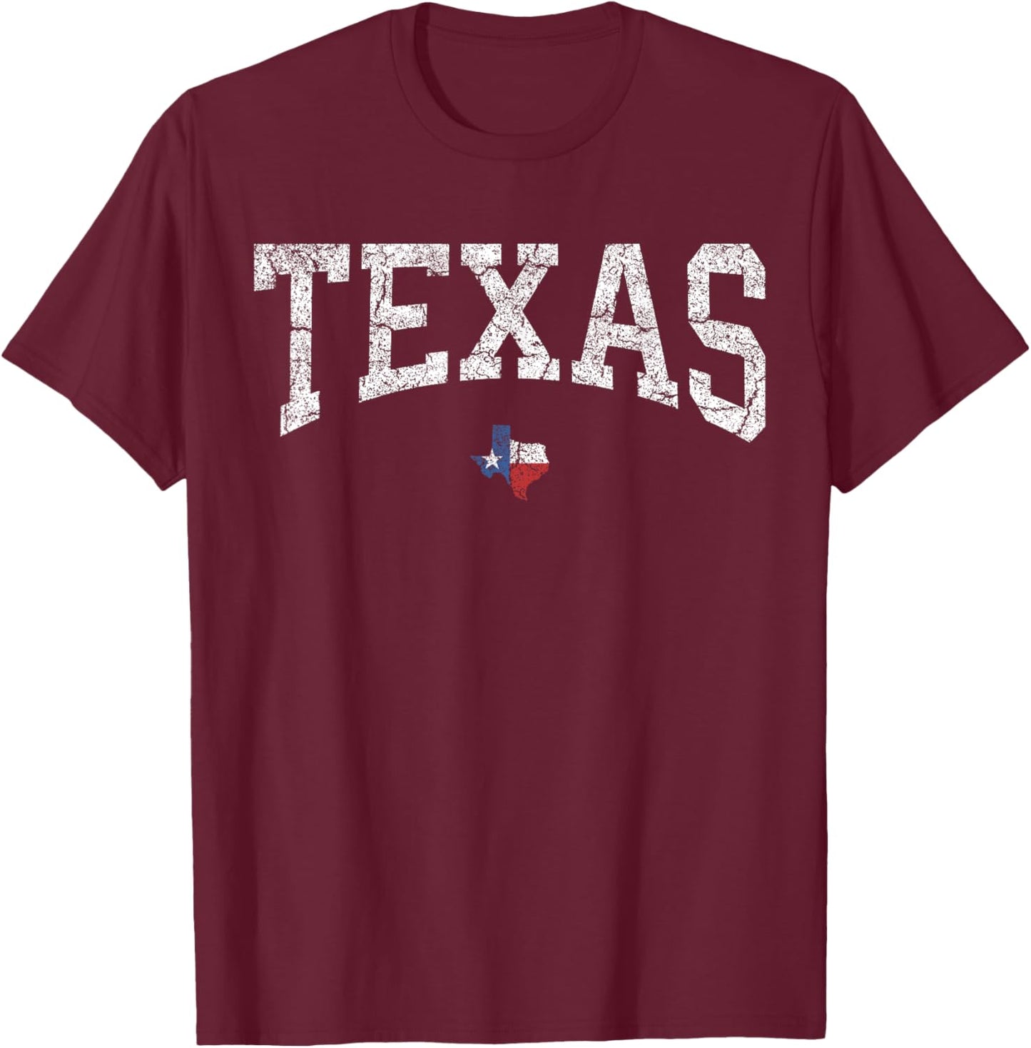 Texas T Shirt Women Men Kids Texas State Map Flag Distressed T-Shirt - T-Shirt | Maroon