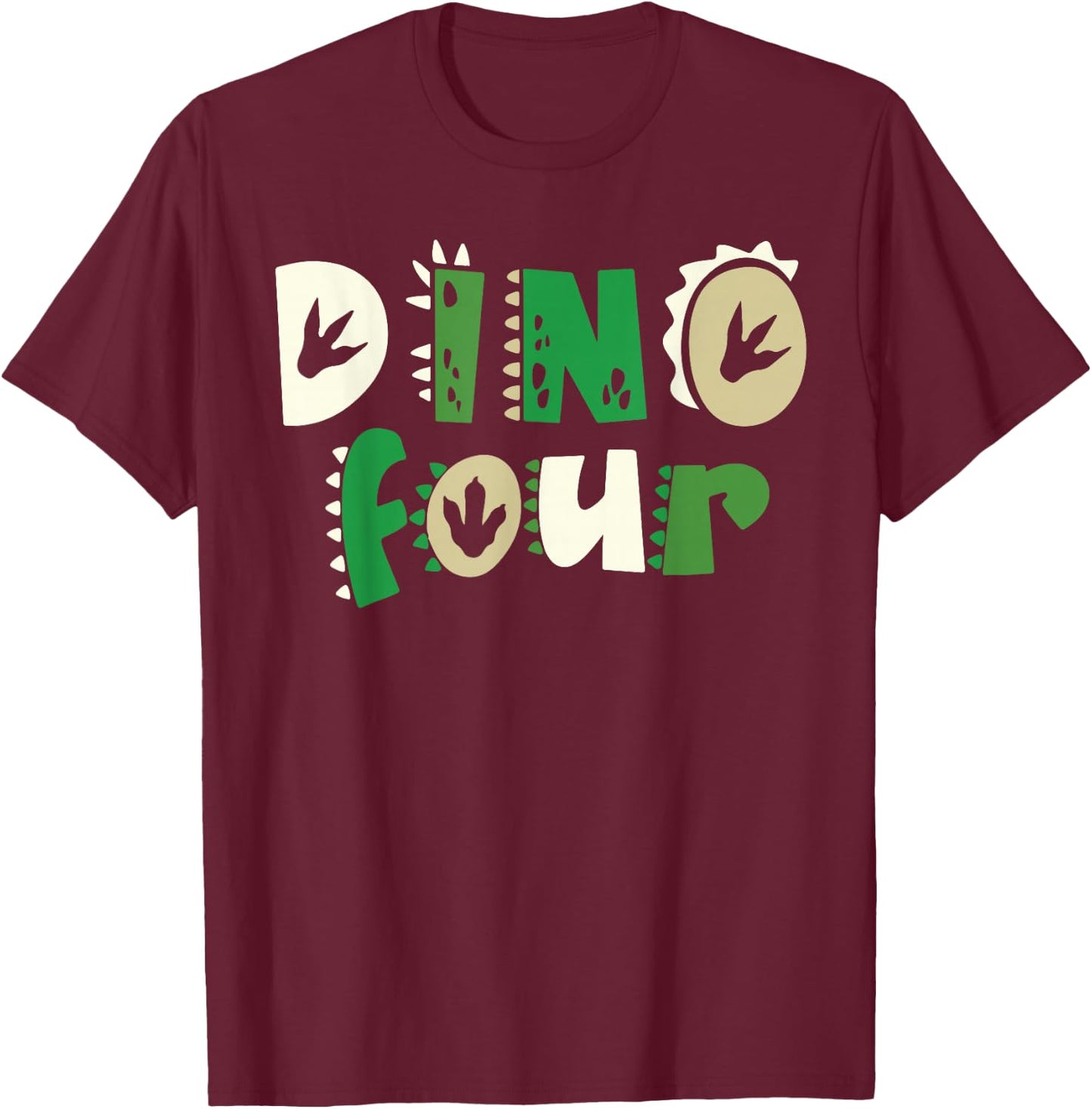 Dino Four Birthday Dinosaur 4th Birthday Matching Family T-Shirt - T-Shirt | Maroon