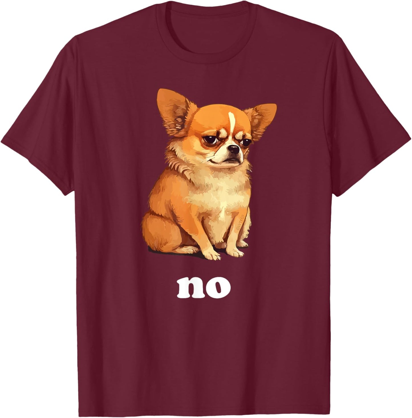 Funny Chihuahua Dog Pet Meme (No) -Kids Black Cartoon Chihuahua Humor T-Shirt - T-Shirt | Maroon