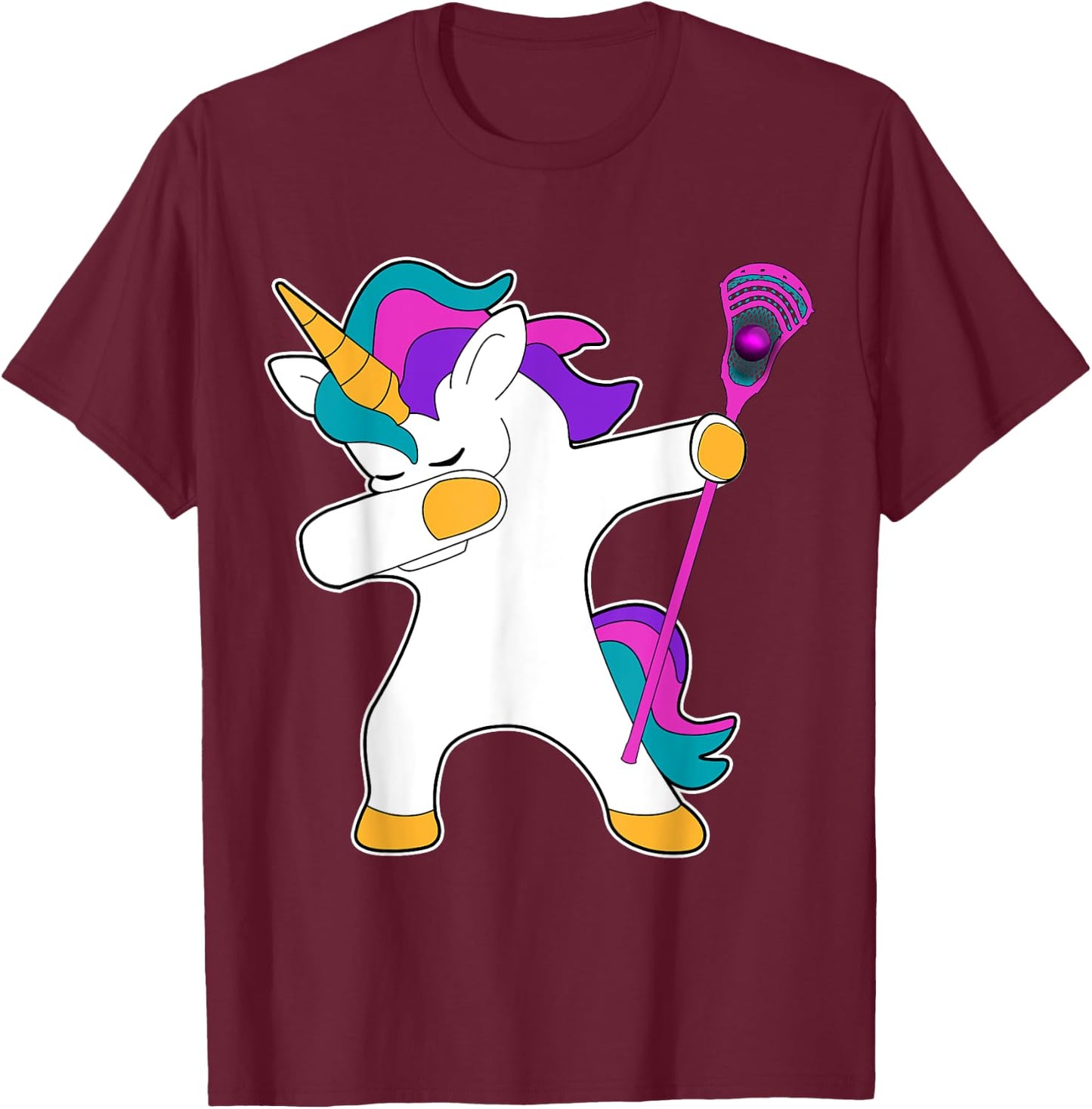 Dabbing Unicorn Lacrosse LAX Shirt Funny Gift T-Shirt - T-Shirt | Maroon
