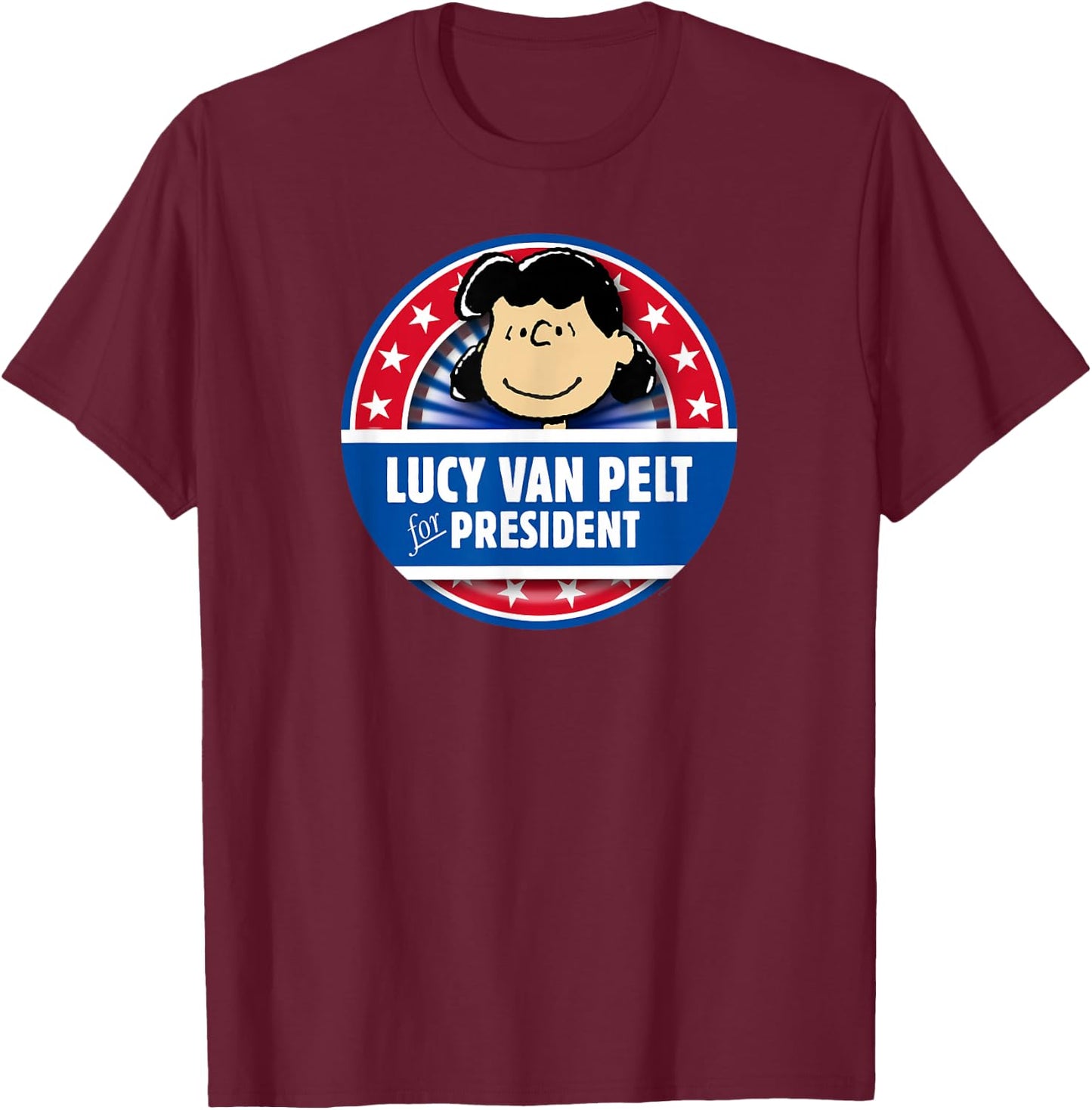 Peanuts Lucy Van Pelt for President T-Shirt - T-Shirt | Maroon