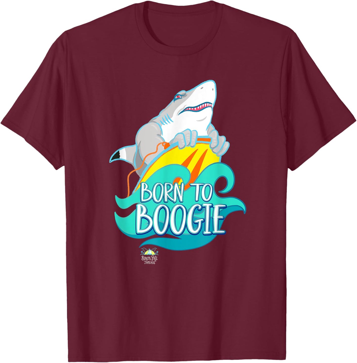 Boogie Board Shirt Born to Boogie Shark T-Shirt - T-Shirt | Maroon