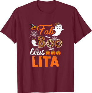 Leopard Fab Boo Lous Lita Spooky Lita Halloween Costume Gift T-Shirt - T-Shirt | Maroon