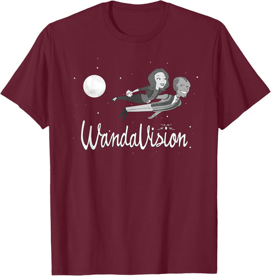 Marvel WandaVision Wanda and Vision 60s Moonlight Flight T-Shirt - T-Shirt | Maroon