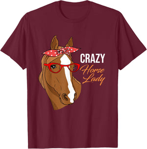 Crazy Horse Lady Horse Lover T-Shirt - T-Shirt | Maroon
