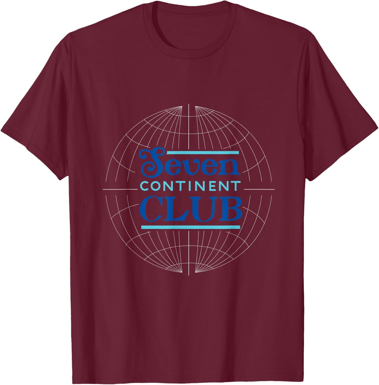 Seven Continent Club Blue T-Shirt - T-Shirt | Maroon