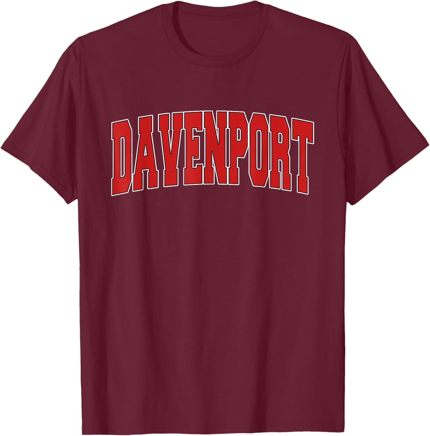 DAVENPORT IA IOWA Varsity Style USA Vintage Sports T-Shirt - T-Shirt | Maroon
