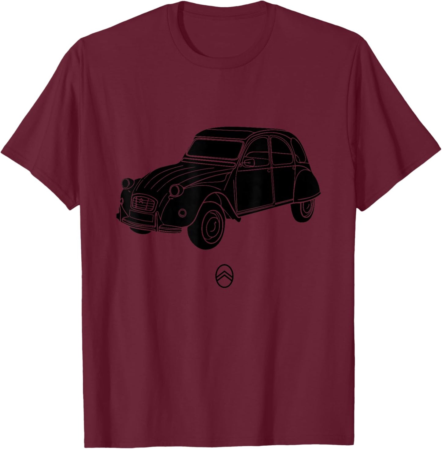 Citroën 2CV Angle Black Fill T-Shirt - T-Shirt | Maroon